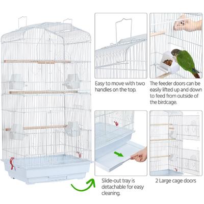Show full view: Yaheetech 41-in Open Top Metal Birdcage Parrot Cage, White slide 8 of 10