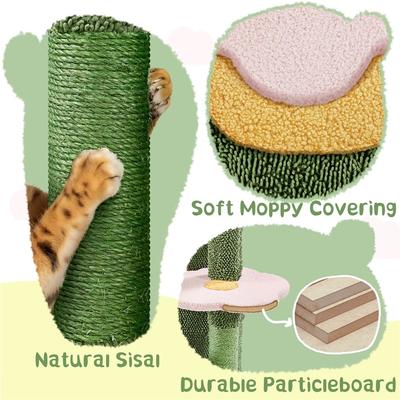 Show full view: Yaheetech 48.5-in Oasis-Themed Cat Tree, Green/Yellow slide 5 of 7