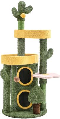 Show full view: Yaheetech 48.5-in Oasis-Themed Cat Tree, Green/Yellow slide 2 of 7