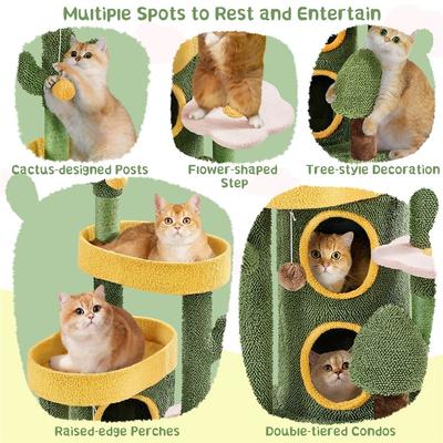 Show full view: Yaheetech 48.5-in Oasis-Themed Cat Tree, Green/Yellow slide 4 of 7
