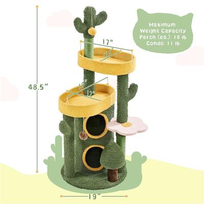 Show full view: Yaheetech 48.5-in Oasis-Themed Cat Tree, Green/Yellow slide 3 of 7