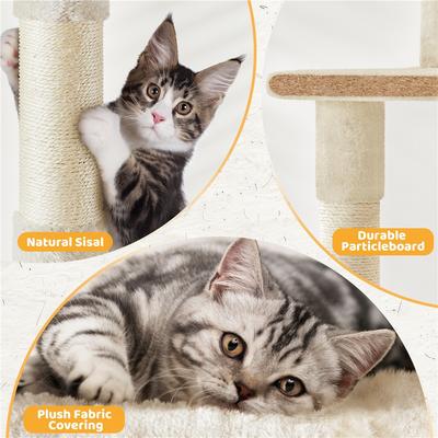 Show full view: Yaheetech 54-in Plush Multi-Cat Kitten Tree & Condo, Beige slide 5 of 10