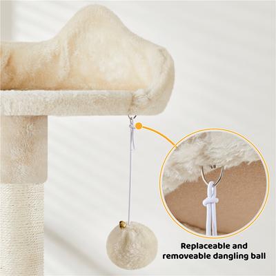 Show full view: Yaheetech 54-in Plush Multi-Cat Kitten Tree & Condo, Beige slide 6 of 10