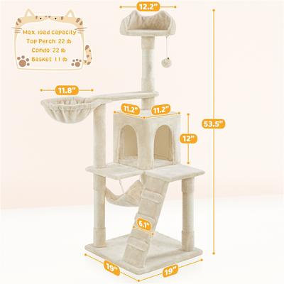 Show full view: Yaheetech 54-in Plush Multi-Cat Kitten Tree & Condo, Beige slide 3 of 10