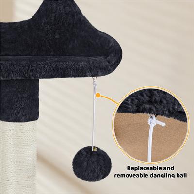 Show full view: Yaheetech 54-in Plush Multi-Cat Kitten Tree & Condo, Black slide 6 of 10