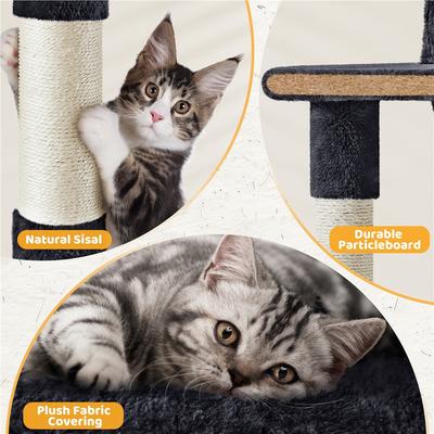 Show full view: Yaheetech 54-in Plush Multi-Cat Kitten Tree & Condo, Black slide 5 of 10