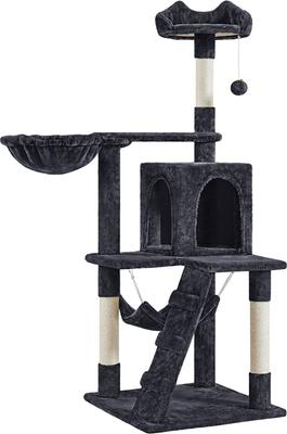 Show full view: Yaheetech 54-in Plush Multi-Cat Kitten Tree & Condo, Black slide 2 of 10