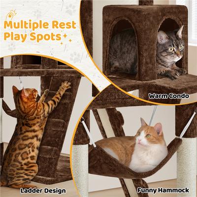 Show full view: Yaheetech 54-in Plush Multi-Cat Kitten Tree & Condo, Brown slide 5 of 11