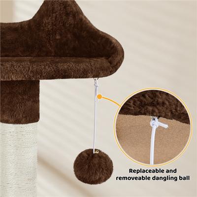 Show full view: Yaheetech 54-in Plush Multi-Cat Kitten Tree & Condo, Brown slide 7 of 11
