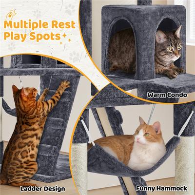 Show full view: Yaheetech 54-in Plush Multi-Cat Kitten Tree & Condo, Dark Gray slide 5 of 11