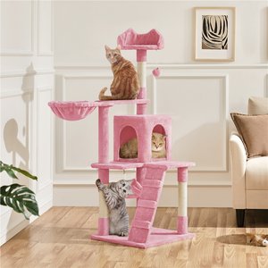 Yaheetech 54-in Plush Multi-Cat Kitten Tree & Condo, Pink