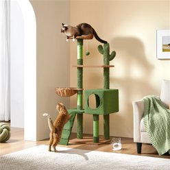 Yaheetech 52.5-in Cat Tower, Green/Brown