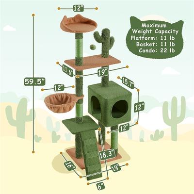 Show full view: Yaheetech 52.5-in Cat Tower, Green/Brown slide 4 of 8