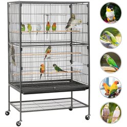 Yaheetech 52-in Rolling Bird Cage, Hammered Black, Large slide 2 of 9