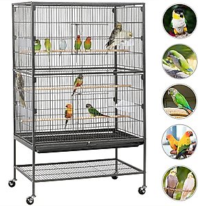 Yaheetech 52-in Rolling Bird Cage, Hammered Black, Large