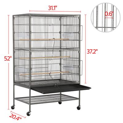 Show full view: Yaheetech 52-in Rolling Bird Cage, Hammered Black, Large slide 3 of 10