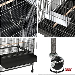 Yaheetech 52-in Rolling Bird Cage, Hammered Black, Large