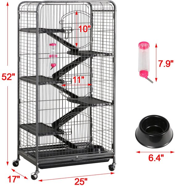 Show full view: Yaheetech 52-in Small Animal Pet Cage, Black slide 3 of 10