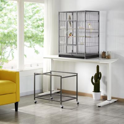 Show full view: Yaheetech 53.7-in Parrot Bird Cage & Stand, Hammered Black, Large slide 2 of 10