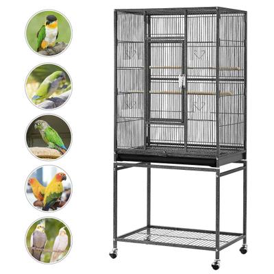 Show full view: Yaheetech 53.7-in Parrot Bird Cage & Stand, Hammered Black, Large slide 3 of 10