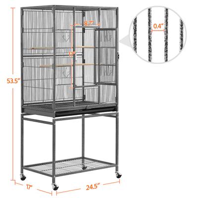Show full view: Yaheetech 53.7-in Parrot Bird Cage & Stand, Hammered Black, Large slide 4 of 10