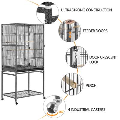 Show full view: Yaheetech 53.7-in Parrot Bird Cage & Stand, Hammered Black, Large slide 6 of 10