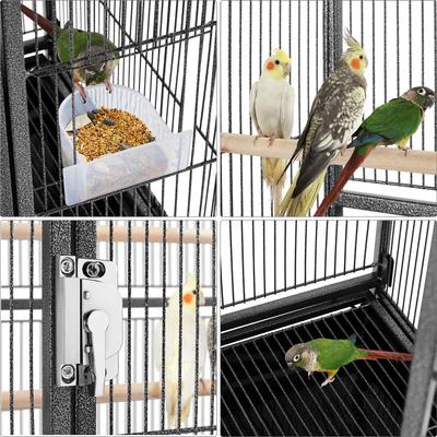 Show full view: Yaheetech 53.7-in Parrot Bird Cage & Stand, Hammered Black, Large slide 9 of 10