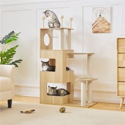 Yaheetech 53-in Wooden Cat Tree & Condo, Wood