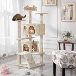 Yaheetech 54.5" H Multilevel Indoor Cat Tree & Condo, Beige