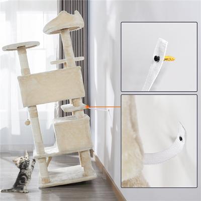 Show full view: Yaheetech 54.5" H Multilevel Indoor Cat Tree & Condo, Beige slide 4 of 11