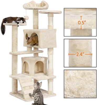 Show full view: Yaheetech 54.5" H Multilevel Indoor Cat Tree & Condo, Beige slide 7 of 11