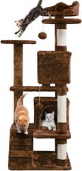 Yaheetech 54.5" H Multilevel Indoor Cat Tree & Condo, Brown slide 2 of 9