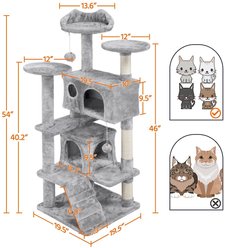 Yaheetech 54.5" H Multilevel Indoor Cat Tree & Condo, Light Gray slide 2 of 7