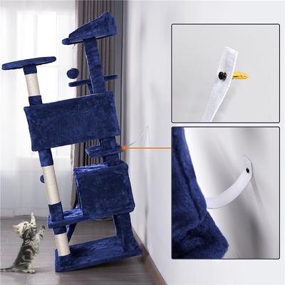Show full view: Yaheetech 54.5" H Multilevel Indoor Cat Tree & Condo, Navy Blue slide 4 of 11