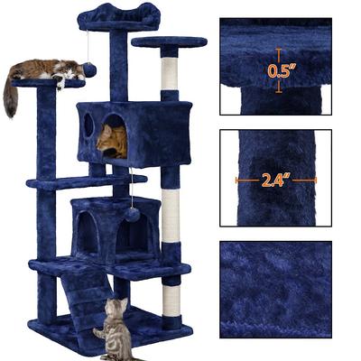 Show full view: Yaheetech 54.5" H Multilevel Indoor Cat Tree & Condo, Navy Blue slide 7 of 11