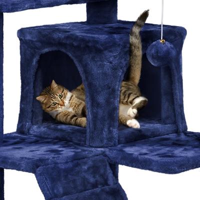 Show full view: Yaheetech 54.5" H Multilevel Indoor Cat Tree & Condo, Navy Blue slide 9 of 11