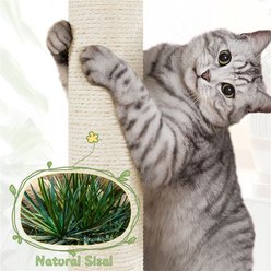 Yaheetech 54-in Plush Rattan Cat Tree & Condo, Beige slide 2 of 7