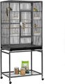 Yaheetech 54-in Rolling Metal Large Parrot Cage Mobile Bird Cage with Detachable Stand, Black