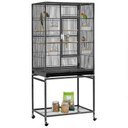 Yaheetech 54-in Rolling Metal Large Parrot Cage Mobile Bird Cage with Detachable Stand, Black
