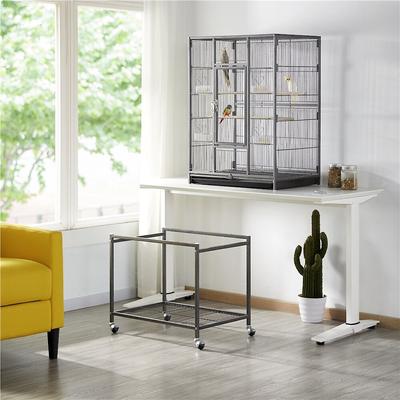 Show full view: Yaheetech 54-in Rolling Metal Large Parrot Cage Mobile Bird Cage with Detachable Stand, Black slide 2 of 8
