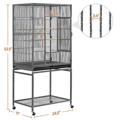 Show full view: Yaheetech 54-in Rolling Metal Large Parrot Cage Mobile Bird Cage with Detachable Stand, Black slide 4 of 8