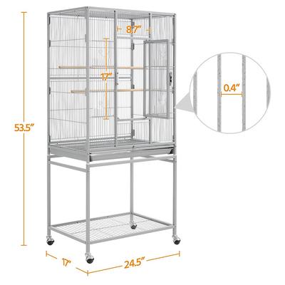 Show full view: Yaheetech 54-in Rolling Metal Large Parrot Cage Mobile Bird Cage with Detachable Stand, Light Gray slide 2 of 9