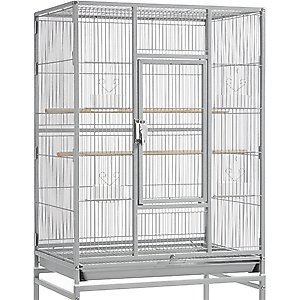 Yaheetech 54-in Rolling Metal Large Parrot Cage Mobile Bird Cage with Detachable Stand, Light Gray