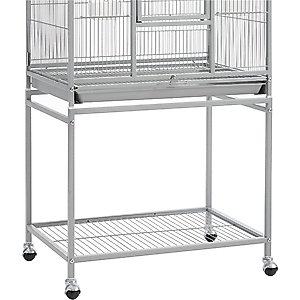 Yaheetech 54-in Rolling Metal Large Parrot Cage Mobile Bird Cage with Detachable Stand, Light Gray