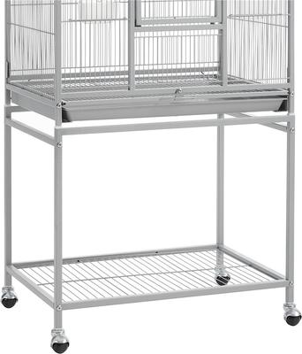 Show full view: Yaheetech 54-in Rolling Metal Large Parrot Cage Mobile Bird Cage with Detachable Stand, Light Gray slide 7 of 9