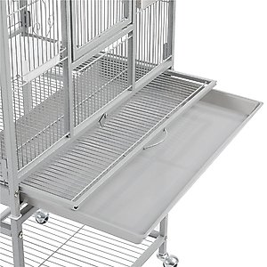 Yaheetech 54-in Rolling Metal Large Parrot Cage Mobile Bird Cage with Detachable Stand, Light Gray