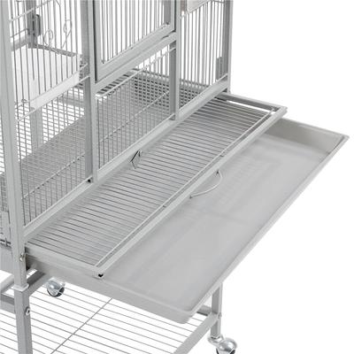 Show full view: Yaheetech 54-in Rolling Metal Large Parrot Cage Mobile Bird Cage with Detachable Stand, Light Gray slide 8 of 9