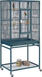 Yaheetech 54-in Rolling Metal Large Parrot Cage Mobile Bird Cage with Detachable Stand, Navy Blue