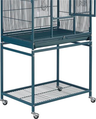 Show full view: Yaheetech 54-in Rolling Metal Large Parrot Cage Mobile Bird Cage with Detachable Stand, Navy Blue slide 6 of 9