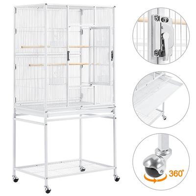 Show full view: Yaheetech 54-in Rolling Metal Large Parrot Cage Mobile Bird Cage with Detachable Stand, White slide 6 of 9